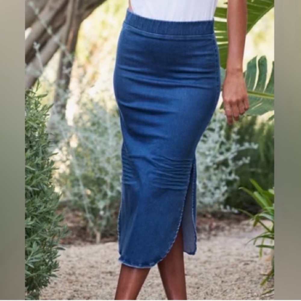 Frank & Eileen Donegal Unforgettable Italian Performance Denim Midi Skirt